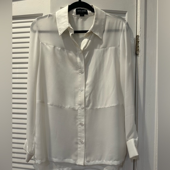 David Lerner “Marlo” solid & sheer button down blouse - Picture 4 of 6